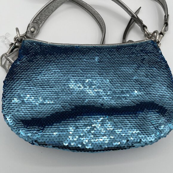 RARE Coach Poppy Turquoise Sequin Spotlight 2-Way Shoulder Bag Handbag - Picture 2 of 12